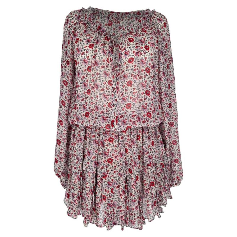 LoveShackFancy Popover Dress in Multicolor Silk